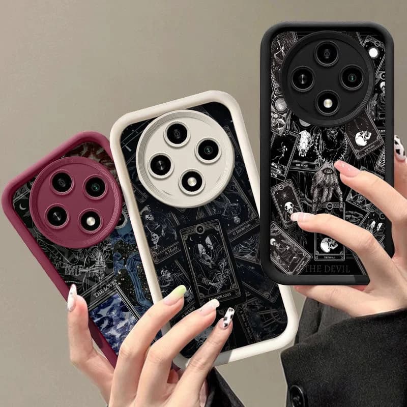 Cover per telefono con stampa scheletro e tarocchi gotici vintage per OPPO Reno 13 F 14 12 11 10 Pro Plus A74 A58 Find X3 X5 X8 Lite