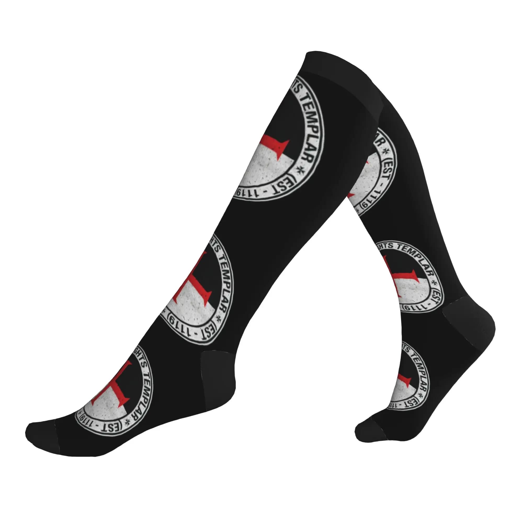 Templar Knight Seal Cross Didtressed Symbol Medieval Warrior Sports Compression Socks Spring Summer Autumn Winter Dress Socks