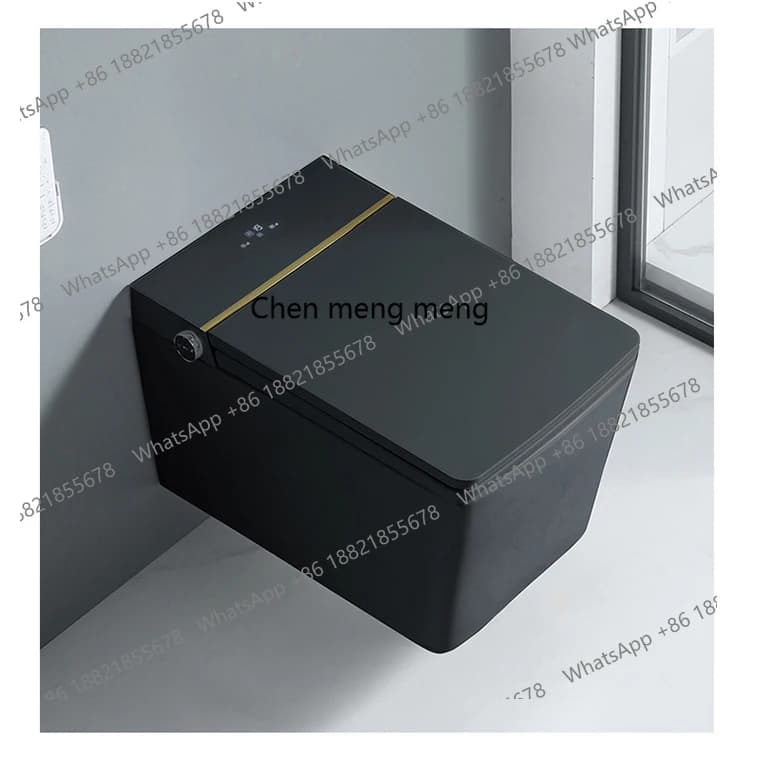 WC intelligente a colori di fascia alta, forma quadrata, bidet intelligente in ceramica, WC automatico a parete, WC intelligente nero F185