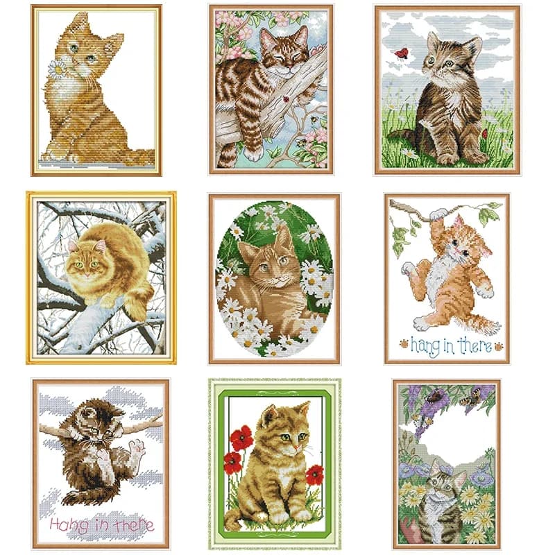 Cute Cat Series Modello animale DMC Set punto croce Tessuto di tela 14CT 11CT Kit punto croce cinese Ricamo cucito fai da te