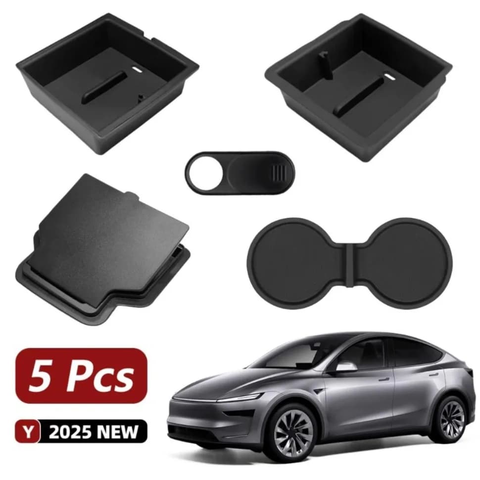 5PCS Center Console Organizer Set for Tesla Model Y Juniper 2025-2026 & Model 3 Highland 2024-2026, Interior Storage Accessories