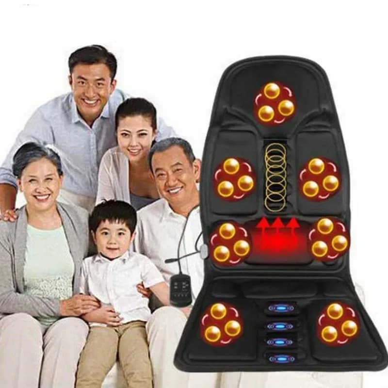 Auto Home Office Full Body Massage Cushion Heat 7 Engines Vibration Mat Back Collar Life Massage Chair Relaxation Masajeador Seat12V