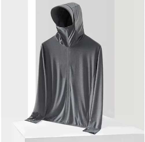 Men's Ice Silk Sunscreen Clothing Men Summer Thin Ruffian Handsome Outdoor Jacket American High Street Hooded Sunscreen Clothing
