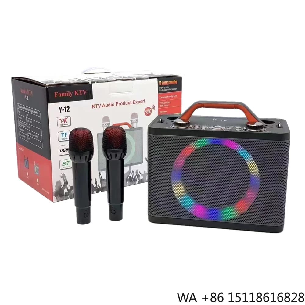 Factory Price Cordless Dynamic Karaoke System Rechargeable Battery Wireless Karaoke Machine Speaker with 2 Mic for Home KTV