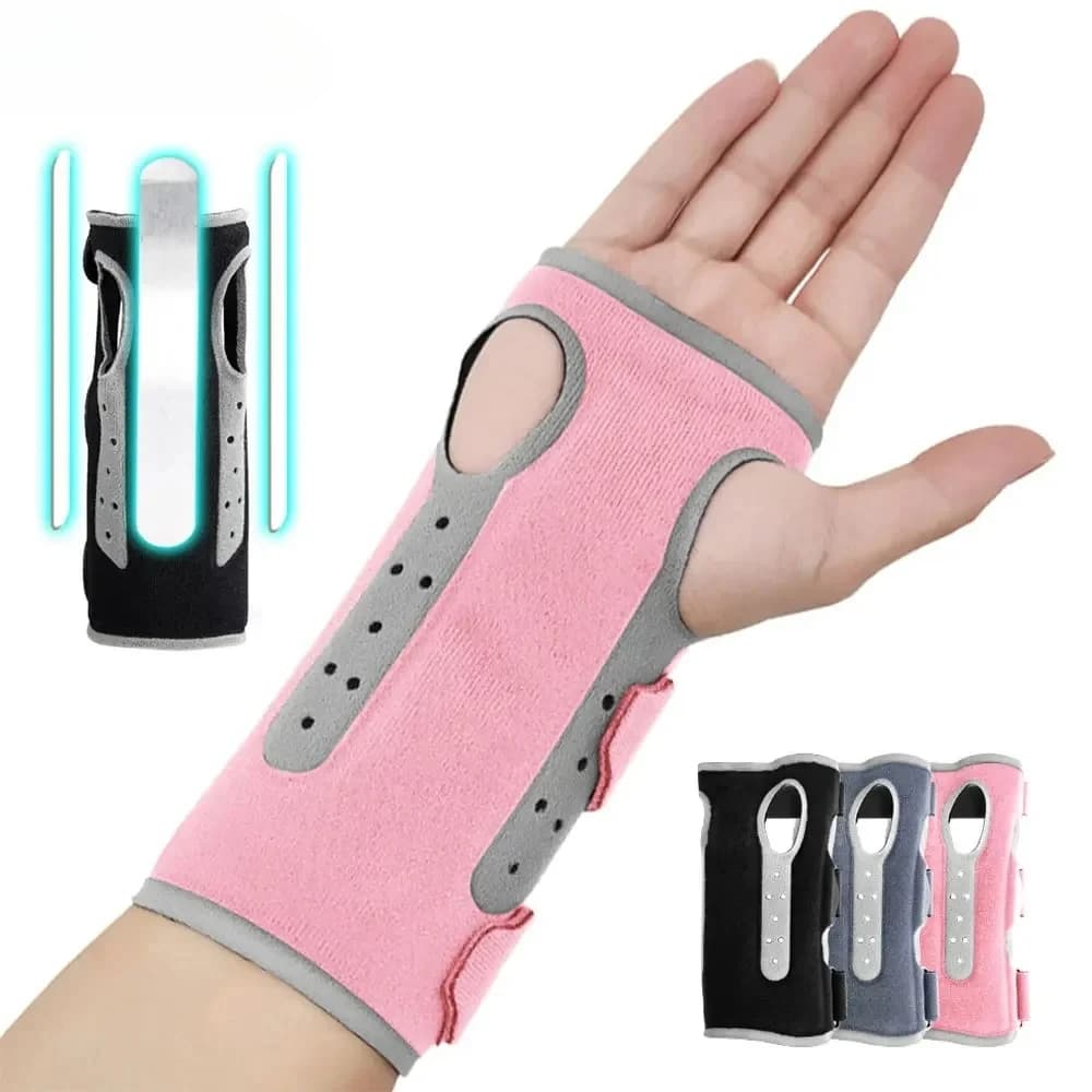 Tutore di supporto per il polso da 1 pezzo per dormire con stecche metalliche, supporto per le mani regolabile per tendinite, artrite, lesioni, dolore al polso