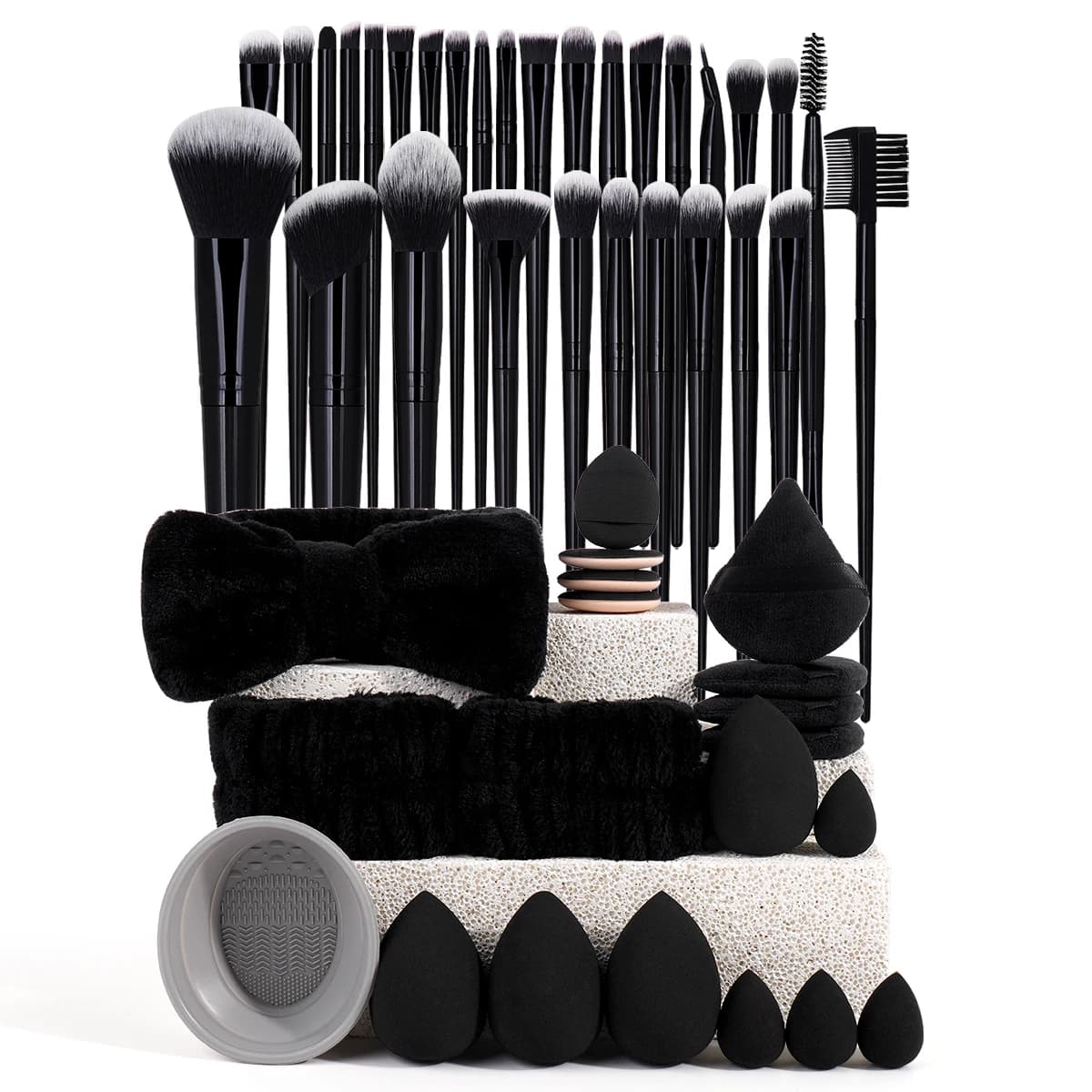 MAANGE 50 Pieces Makeup Brush Set 30 Pieces Makeup Brushes with Triangle Dust Blower Beauty Egg for Dust Dust Mixed Beauty Tools