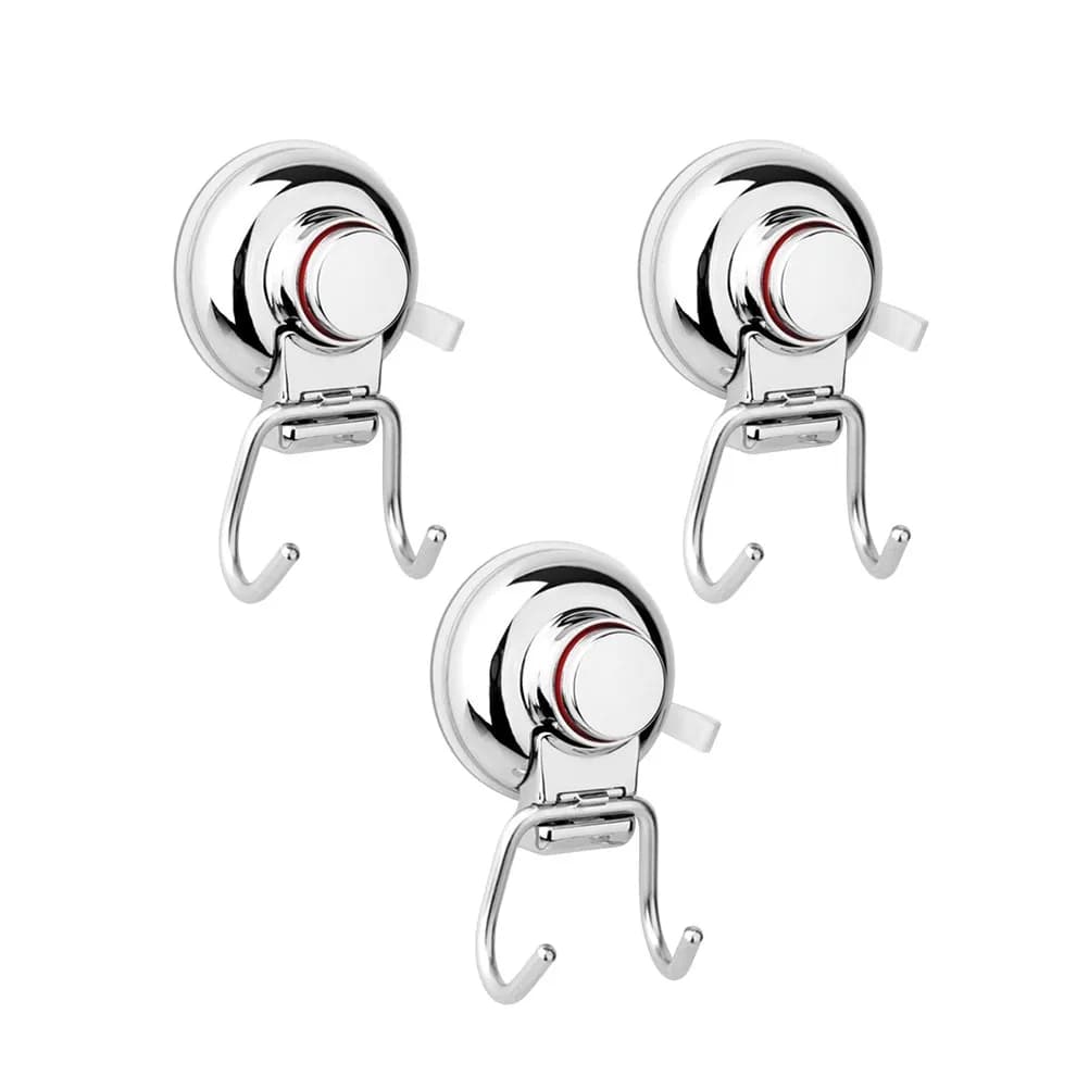 Set di 3 Ganci a Doppia Ventosa Senza Foratura, Facile Installazione, Ganci in Acciaio Inox per Bagno e Cucina