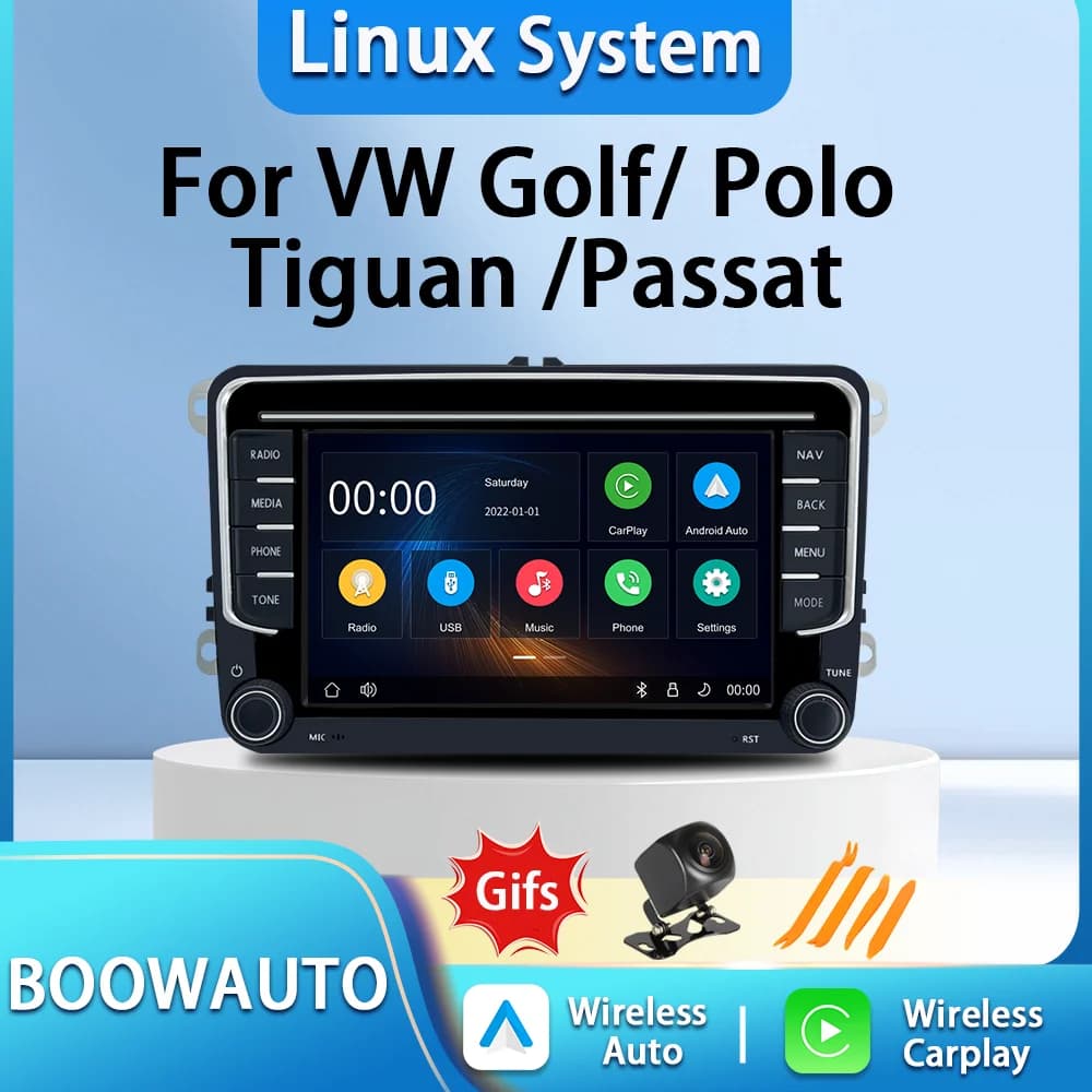 Linux Sistema 7 pollici Universale Autoradio per Volkswagen VW Passat B6 B7 T5 Tiguan Touran GOLF POLO Wireless CarPlay Android Auto