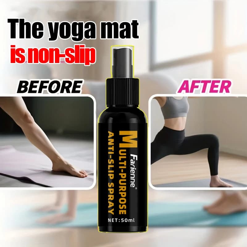 Spray Antiscivolo Multiuso Farienne per Tappetini Yoga 50ml, Miglioratore di Presa Istantaneo per Tutti i Materiali di Tappetini, Non Tossico, Asciugatura Rapida