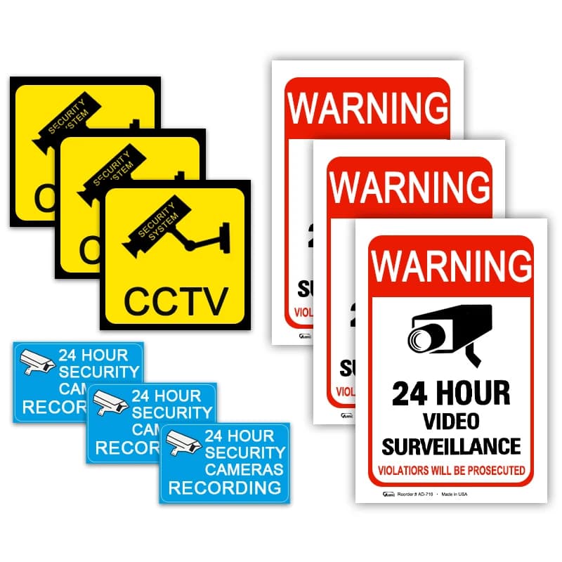 4/8PCS Adesivi di avvertimento 24 ore VIDEO Sorveglianza Telecamera di sicurezza Allarme Adesivo CCTV Video Nastro di avvertimento Home Store Scuola ecc.