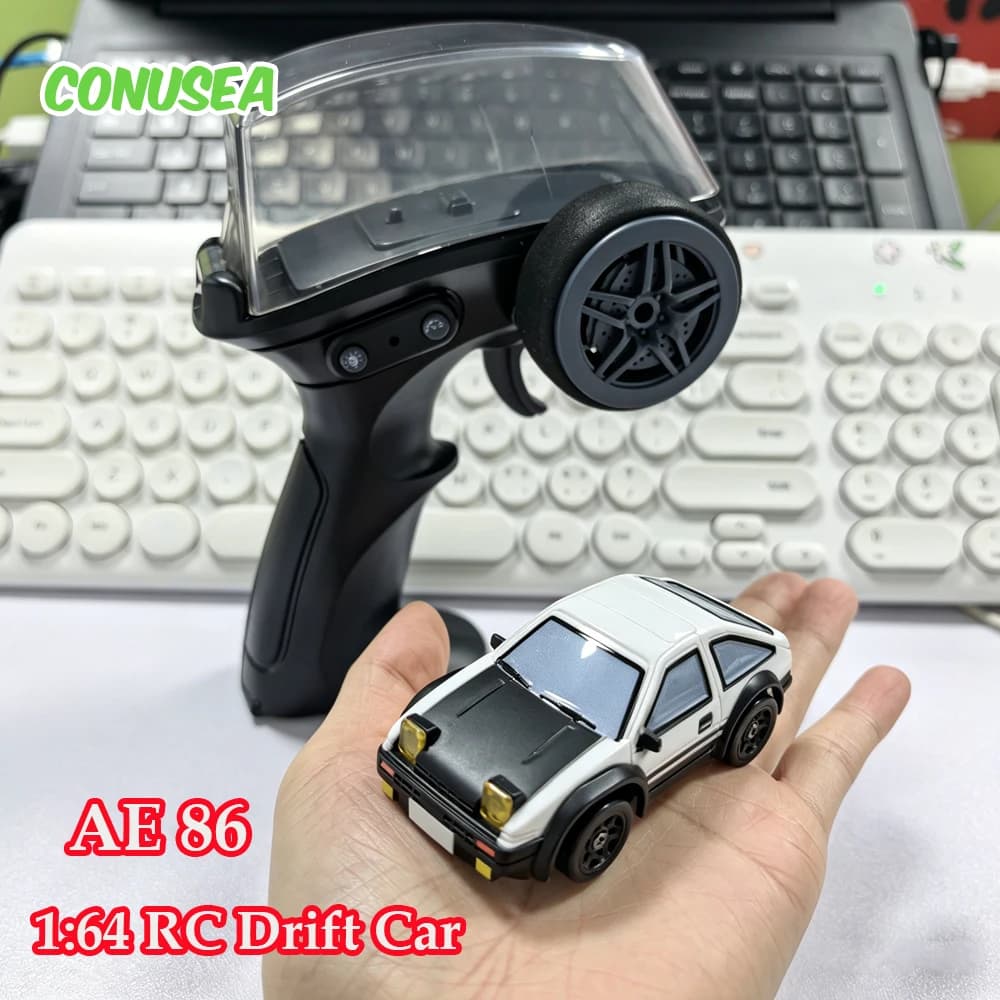 Auto da Corsa RC AE86 1/64, Modellino da Scrivania, Mini Auto Telecomandata 2.4G, Veicolo Elettrico Drift, Giocattolo per Bambini