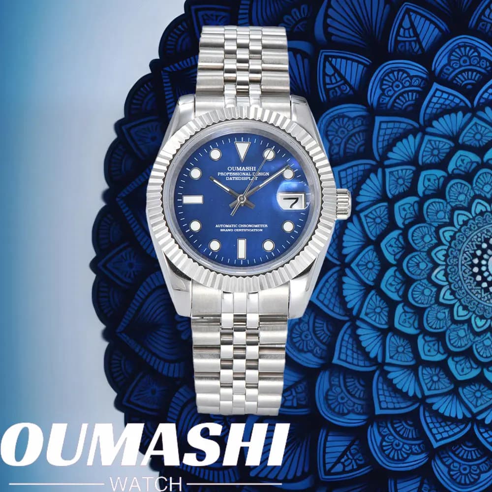Customized watch movement NH35 from 36/39 mm, purple, blue, green, gold, mother of pearl, stainless steel 316, men's mechanical watch