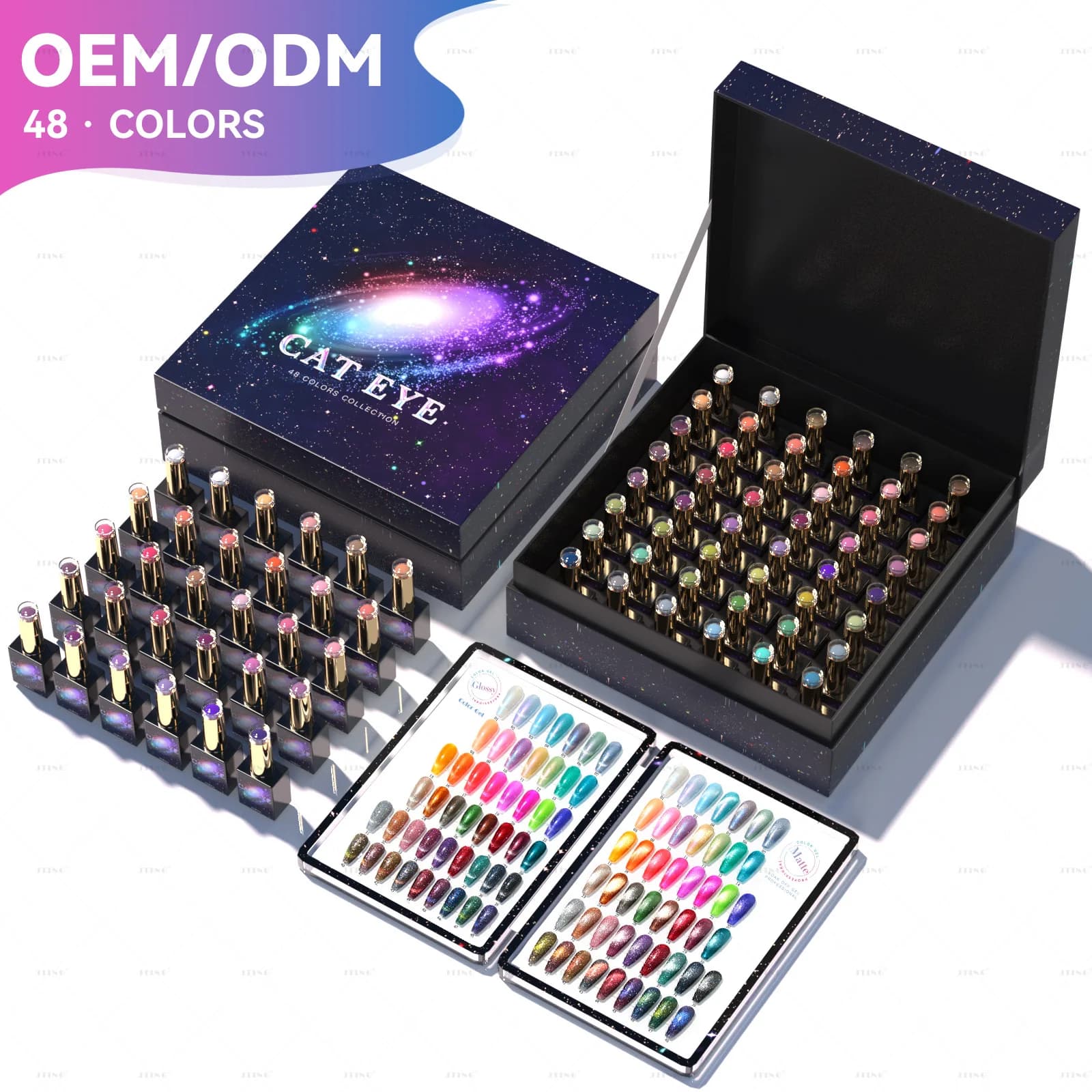 JTING New Nail Design Unique 48 Colors Cat Eye Gel Polish Collection Set with Free Color Book 3D Magnet Gel Polish Magenetic Gel