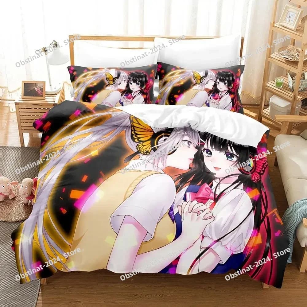 2025 Personelity Virtual Youtuber Tsukino Mito Set di biancheria da letto Cartoon Anime set di tre pezzi Set copripiumino per camera da letto per bambini adulti 3D Ka