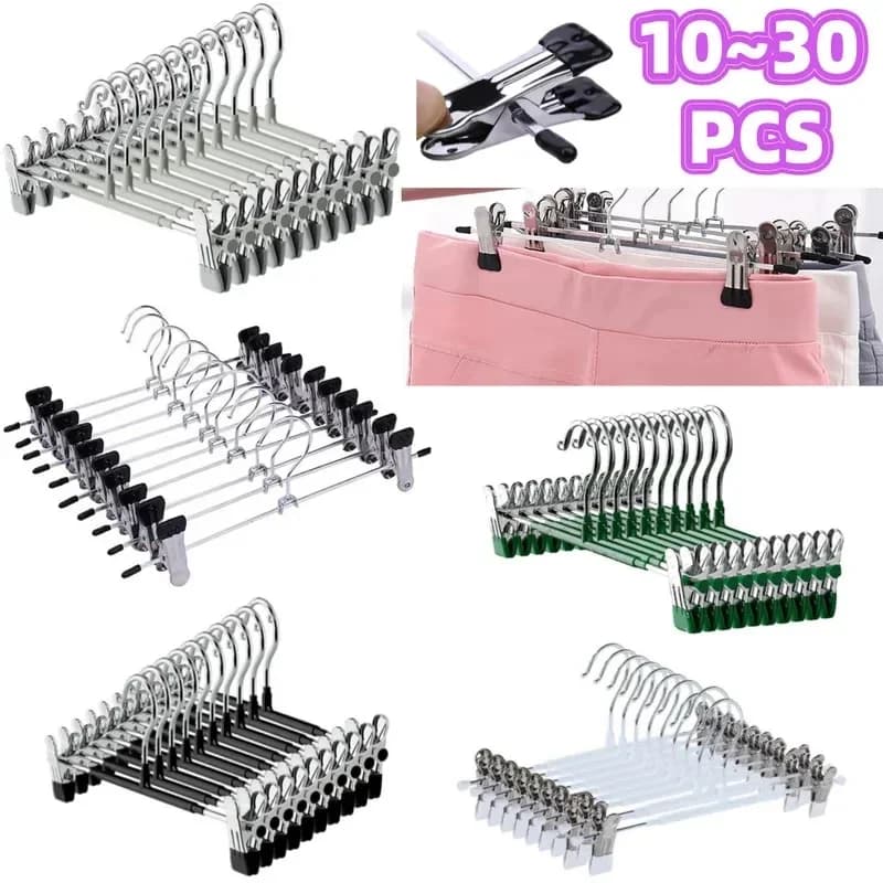 10/20/30pcs Metal Pants Racks Wind Proof Multi-purpose Skirt Racks for Clothes Drying Trousers Wardrobe Clip Anti-slip