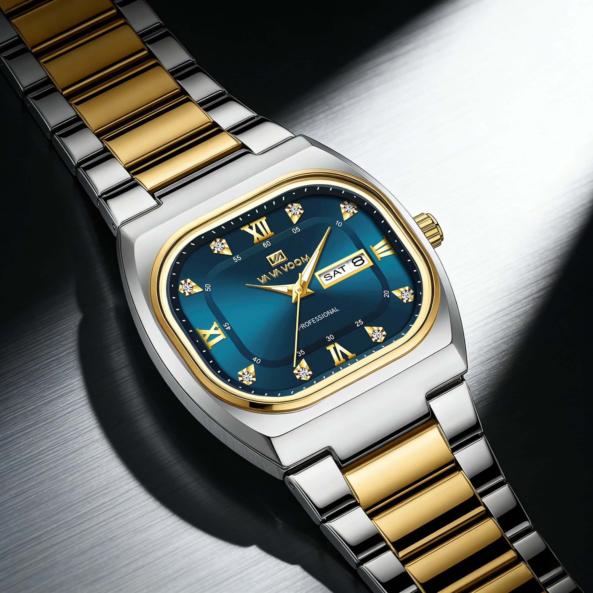 Square Hot Selling Quartz Watch Men Gorgeous Rhinestone 40mm Movement Analog Diving Series Unique Steel Watch Men Clock Reloj