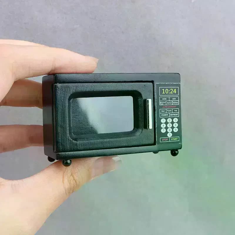 1:12 Casa delle bambole in miniatura Nero Forno a microonde Mobili Modello di casa Decorazione Giocattolo Accessori per casa delle bambole