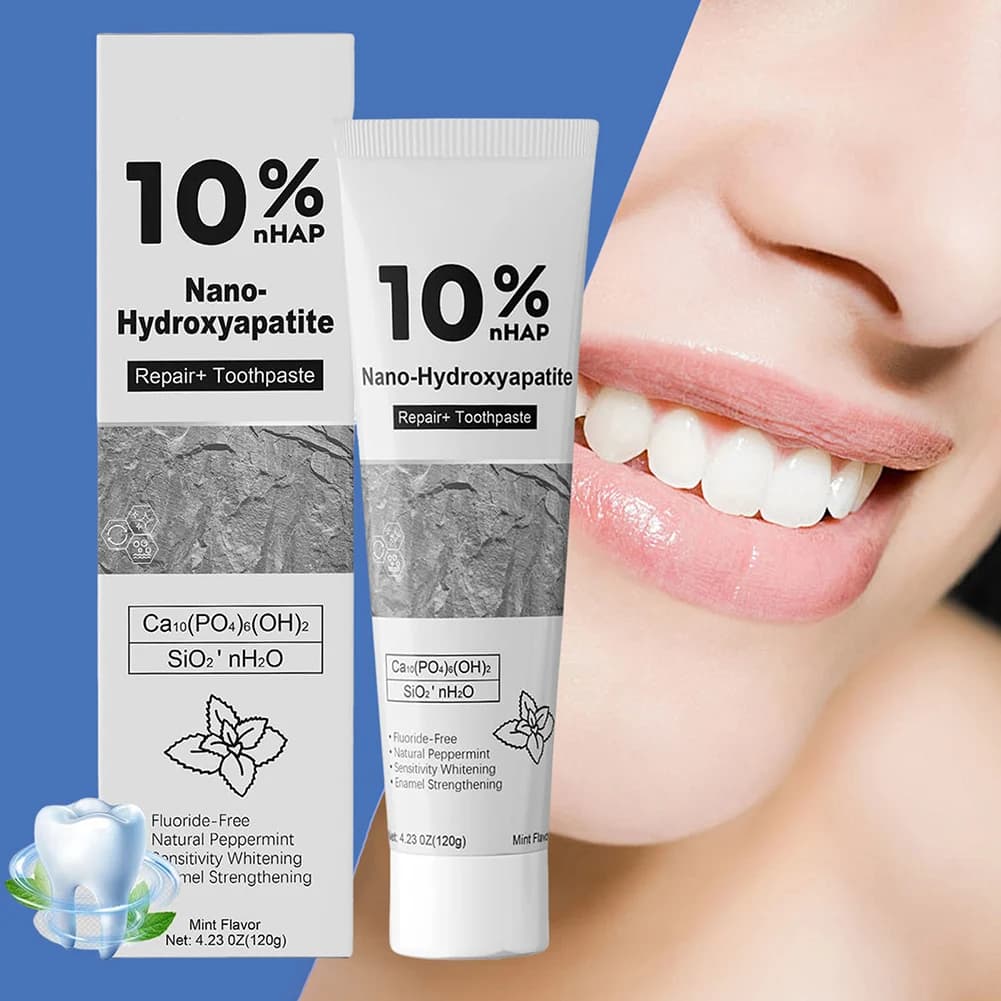 10% nano-hydroxiapatite toothpaste reduces the stains of intense fresh teeth coloring tooth whitening