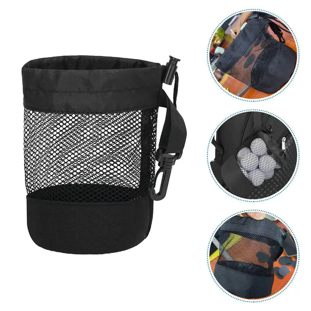Borsa a Rete con Fondo Rotondo in Nylon e Poliestere, Contenitore per Attrezzature Sportive e Palline da Golf, Borsa per Conservazione Palline da Golf