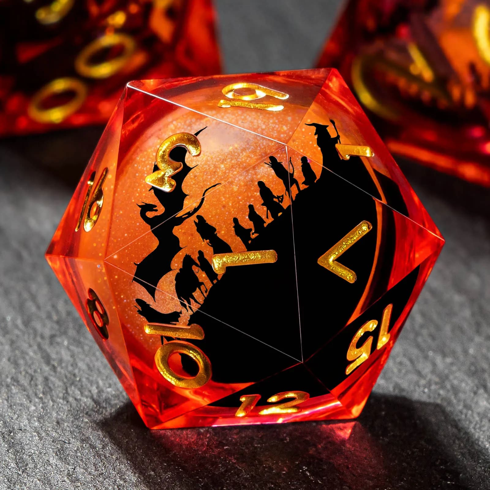 Liquid Core DND Dice Set D&D for Role Playing Games, Polyhedral Resin Sharp Edged Dungeons and Dragons Dice D20 D12 D10 D8 D6 D4