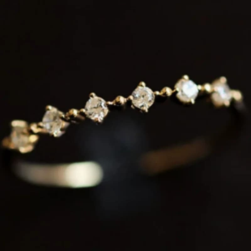 Lightweight Korean Ring with Rhinestone Diamonds, Fashion Style Ins, Versatile and Simple, Women's Index Ring