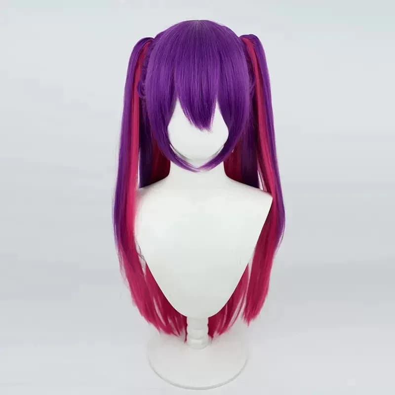 Parrucca cosplay Miriella di seduzione dimensionale 2.5 80 cm lunghi capelli rossi viola rete in pizzo Mikari Tachibana parrucche anime per ragazze x;3, v'6.