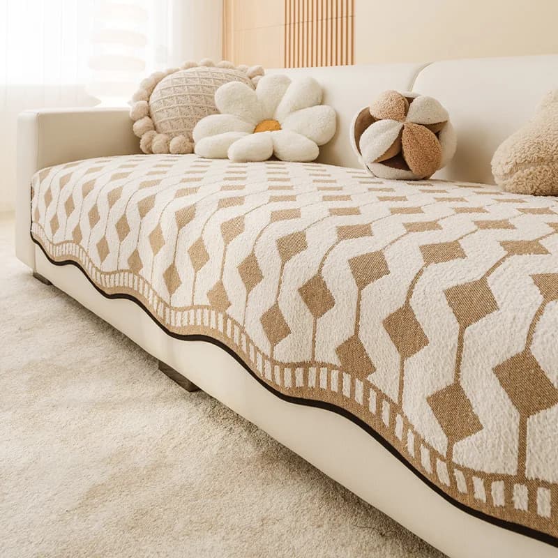 Chenille Sofa Slipcover Non Slip Jacquard Washable Protector for Living Room Couch All Season Durable Pet Friendly Sizes Decor