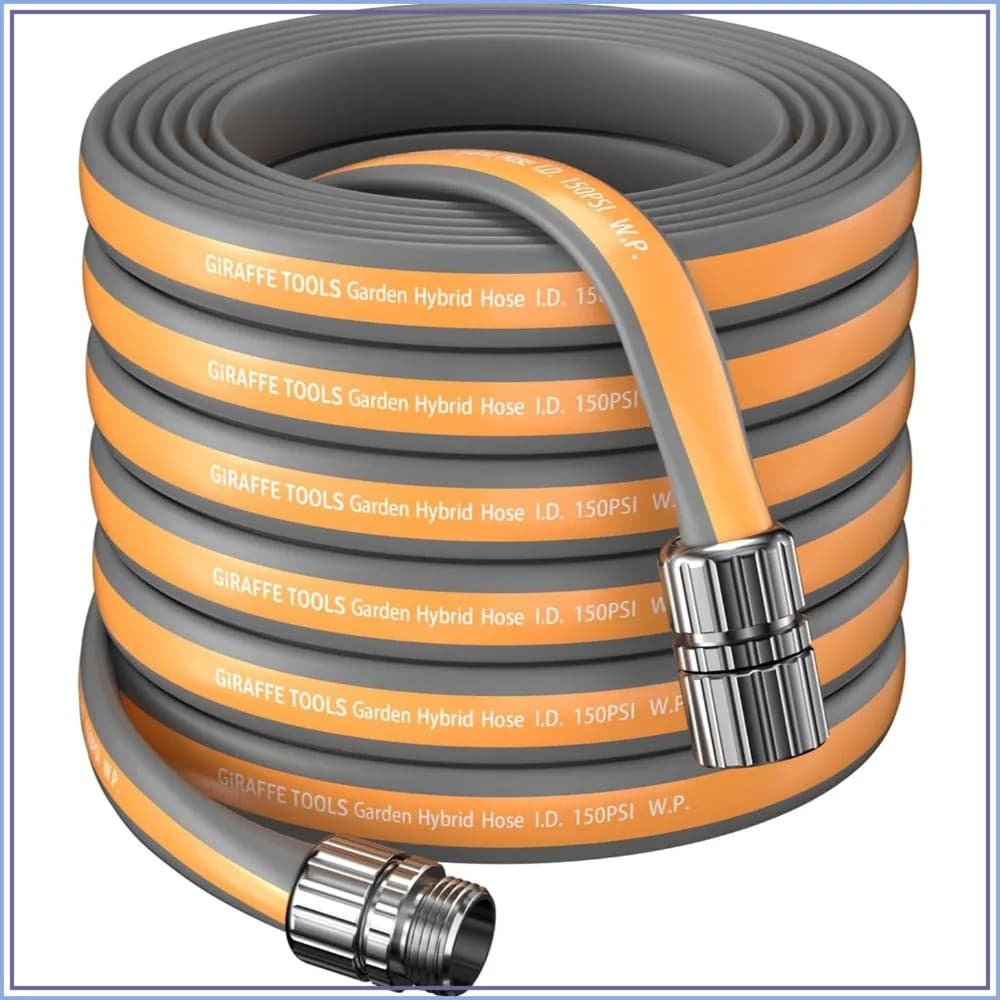 100FT Garden Hose, 5/8" Lightweight Lay Flat Water Hose, No-Kink Flexible Gardening Hose with Aluminum Fittings, Customizable Length