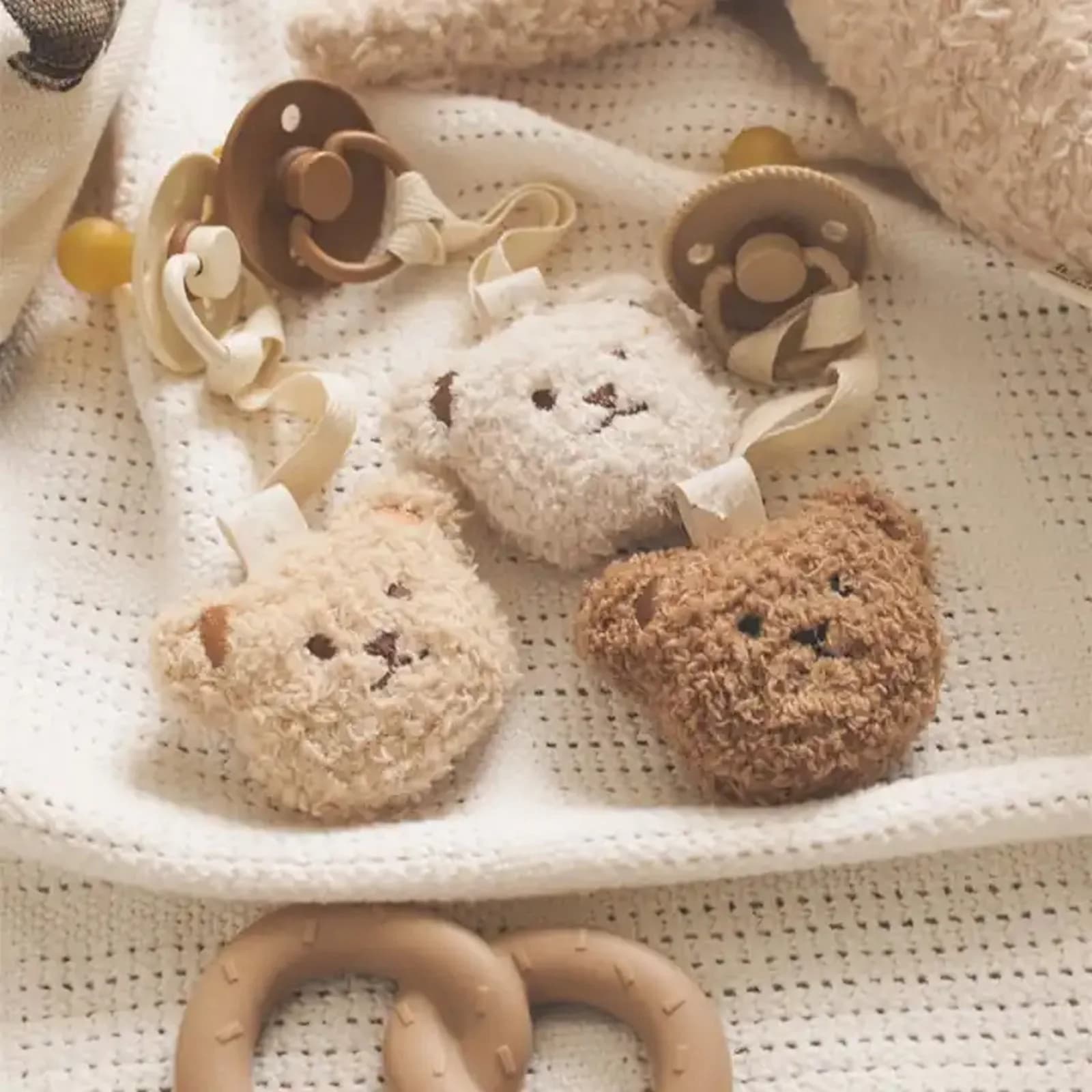 Porta ciuccio per orsacchiotto alla moda, per bambini, ricamato, con faccia d'orso, clip lunare, per neonati, trapunta, giocattoli, regali per bambini