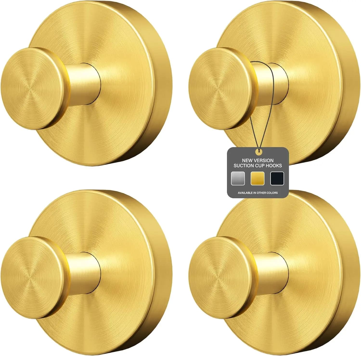 Ganci a ventosa resistenti per doccia, ganci da parete in metallo rimovibili per asciugamani e accappatoi, installazione senza foratura (confezione da 4, oro)