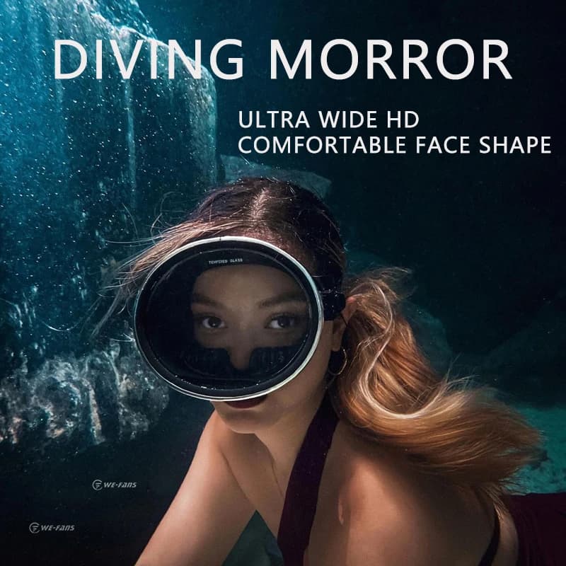 Free diving masks HD Ultra wide Snorkeling metal edge men and women tempera glass diving equipment soft Silicone for adults