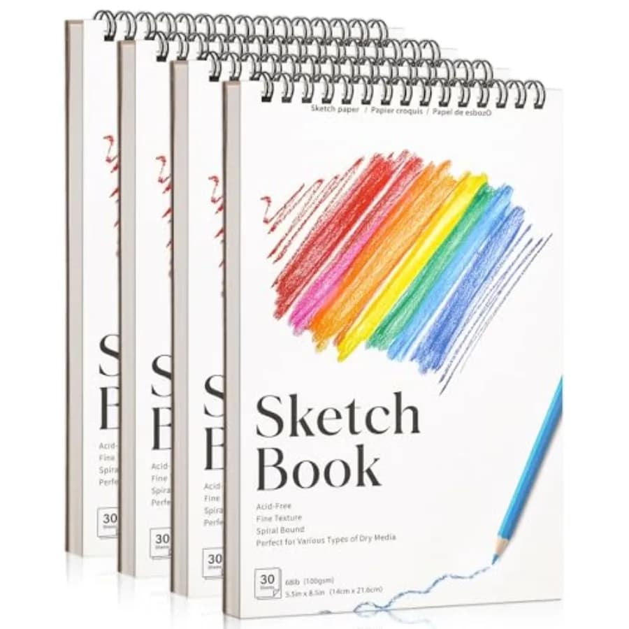 Small Sketch Books, 5.5 x 8.5 ch Mi Sketchbook, 68lb/100gsm Spiral Bound Small Sketch Pad, Acid Free Art Supplies Drawg Patg Sk