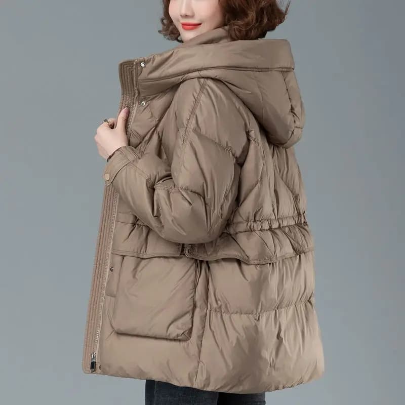 Winter down Jacket Women's Mid-Length Coat Korean Style Commute Thickened Long Sleeve Straight Tube Large Size Casual Fashion