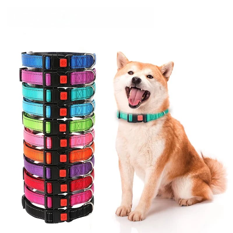 Collare per Cani Riflettente in Nylon, Comodo e Regolabile per Cani di Taglia Grande, Media e Piccola, Imbracatura Antifuga per Animali Domestici, Guinzaglio per Cani