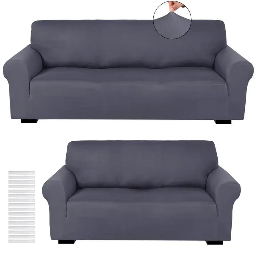 Set of 2 Elasticized Covers for Sofa and Sofa, Lounge Chair and Furniture Protection, Anti-Piega