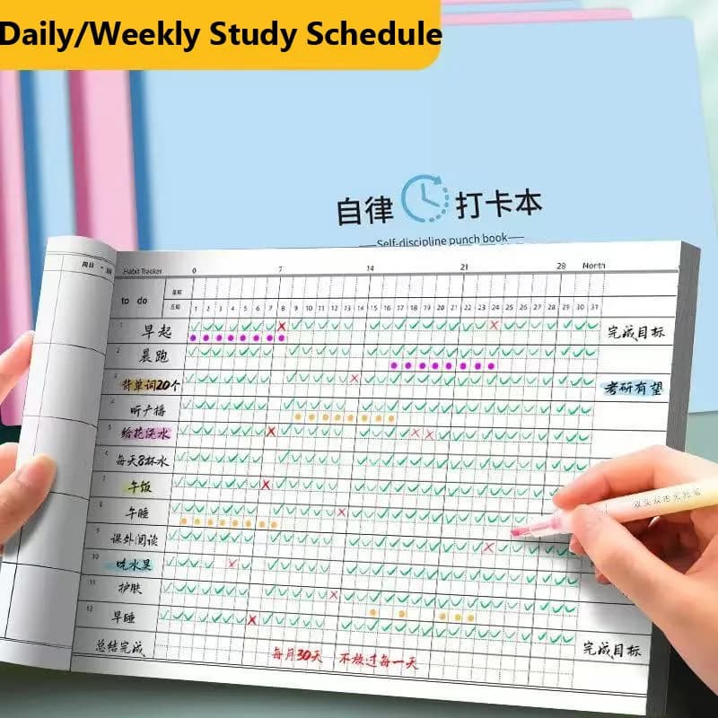 Self Discipline Check in Notebook 30 Day Task Plan Notepad Time Management Planner Notebooks Writing Pads Office School Supplies