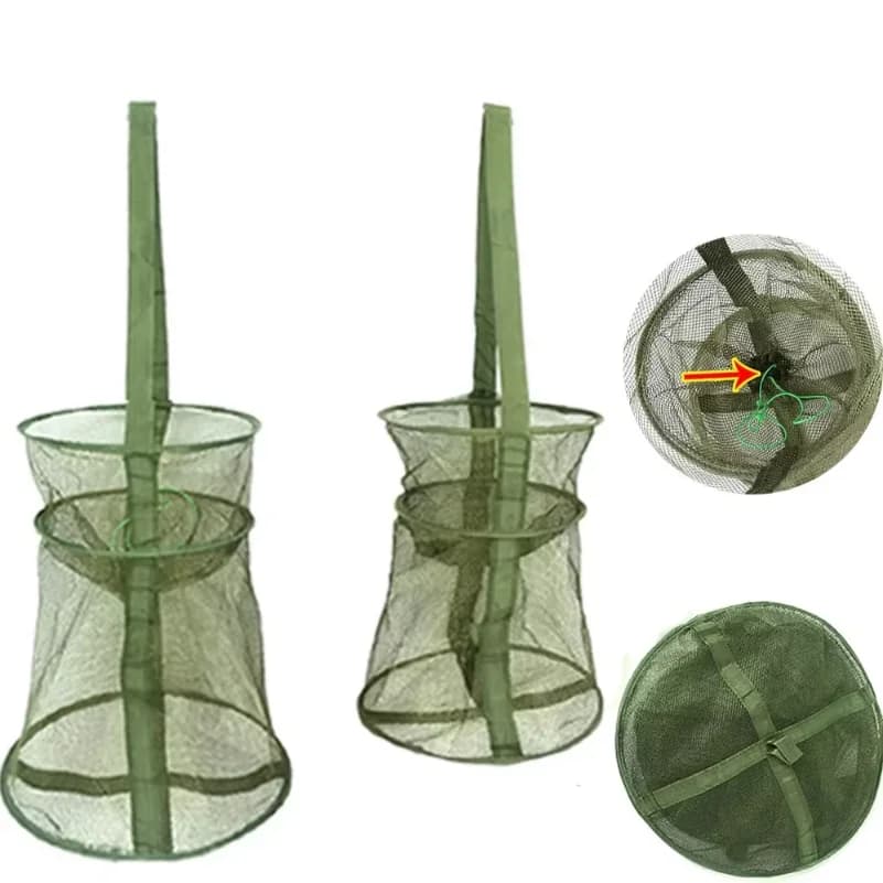Fishing Net Foldable Portable Dip Net Fish Cage Nylon Wire Fishing Pot Prawn Hand Trap Fishing Network 25*40cm,33*47cm,38*58cm