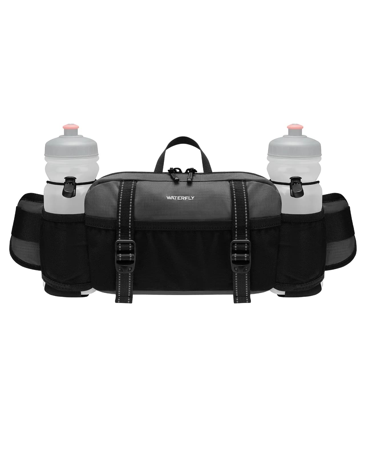 3 Liter WATERFLY Hiking Waist - Waist pack with 2 bottle holders and 9 pockets, adjustable belt, ideal for travel, running, cycling