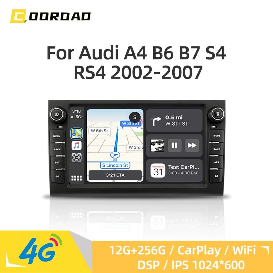 Android 14.0 Autoradio Per Audi A4 B6 B7 S4 RS4 2002-2008 CarPlay Navigazione GPS 4G WiFi Bluetooth Stereo Lettore Multimediale Per Auto