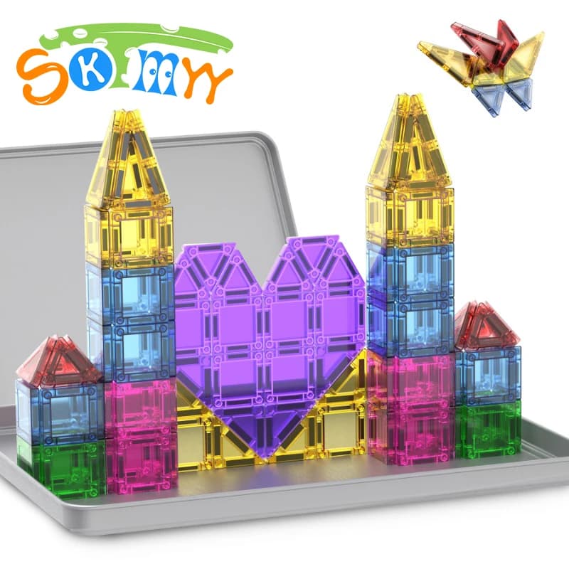 78 pezzi mini piastrelle magnetiche da viaggio set con scatola di ferro blocchi di costruzione portatili elementi essenziali da viaggio giocattoli STEM creativi per regali per bambini