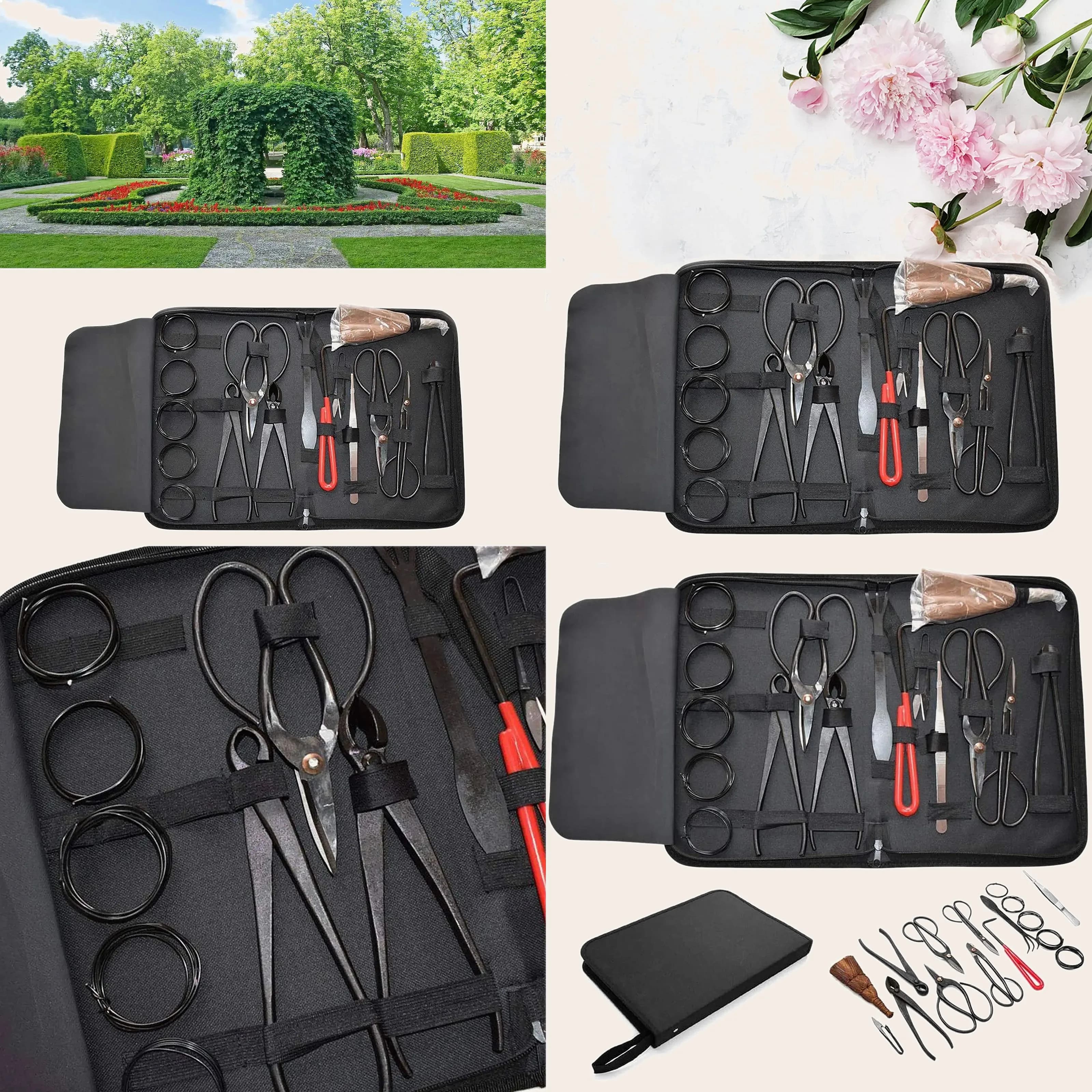 16Pcs Bonsai Pruning Shears Set, Stainless Steel Garden Scissors & Cutter for Potted Plant Trimming