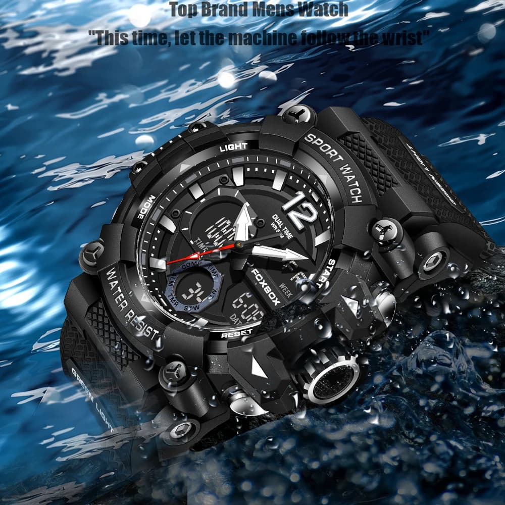 LIGE Orologi sportivi alla moda da uomo Orologio da polso impermeabile resistente agli urti 50M Allarme LED Orologio multifunzione Orologio da uomo militare