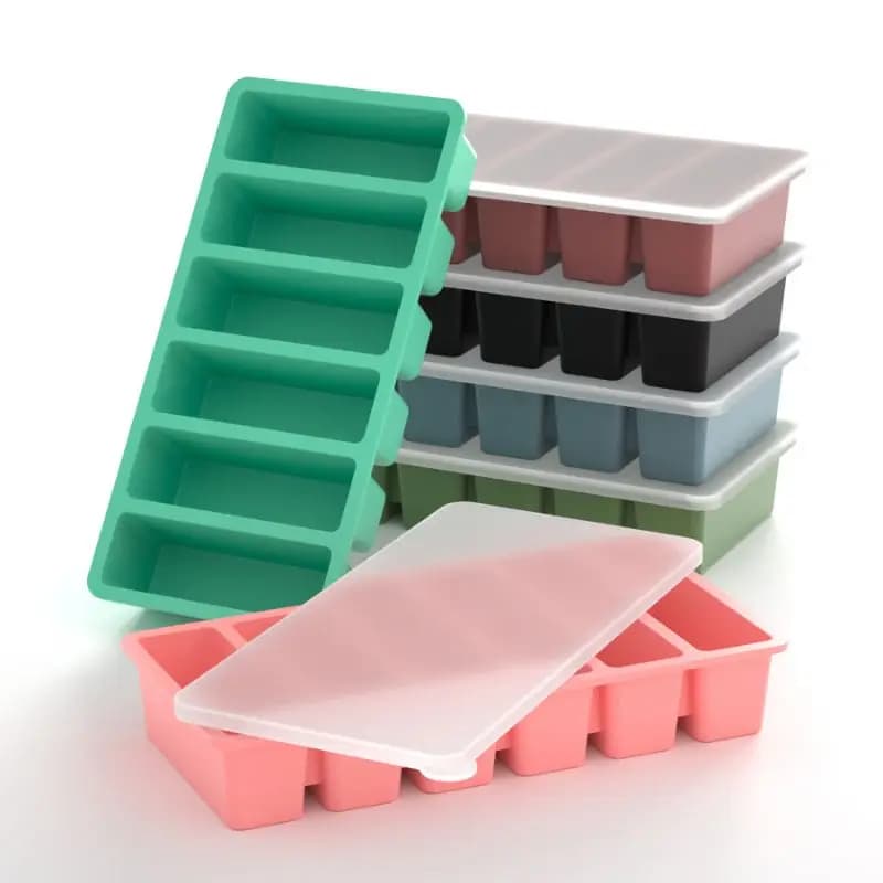 Silicone Ice Mold A six-bar box with a lid Ice Tray House Long Glass Kitchen Ice Model Juice mixers Ice cream Usage Dessert