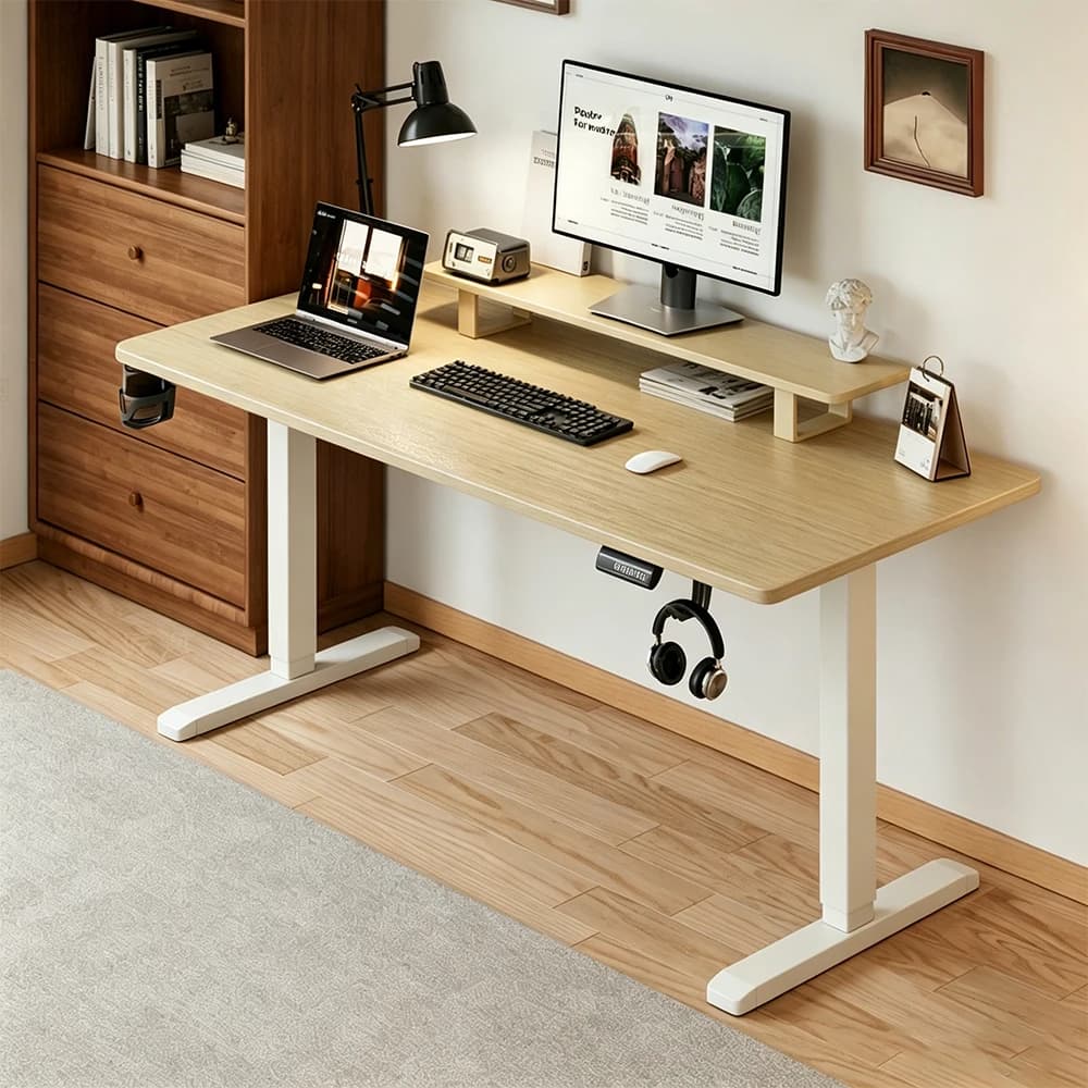 Scrivania per Computer Regolabile Elettricamente in Altezza, Postazione Ergonomica Sit-Stand, Tavolo Stabile per Ufficio e Casa