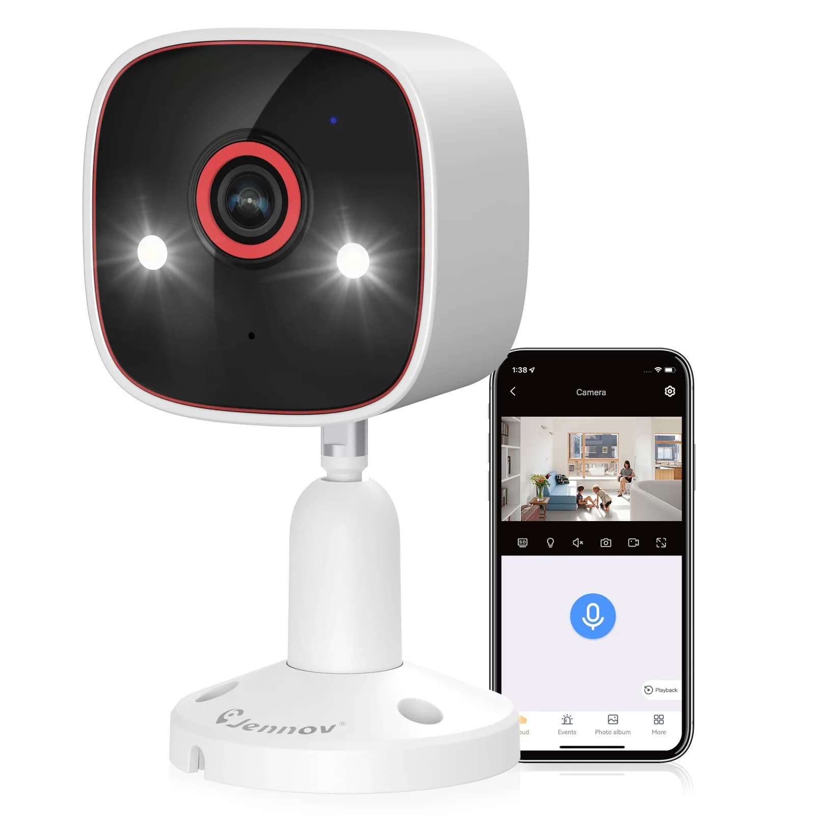 Jennov Telecamere di sicurezza per esterni/interni 2K HD Wireless WiFi Visione notturna a colori IP66 Telecamera per baby monitor impermeabile per cani e gatti