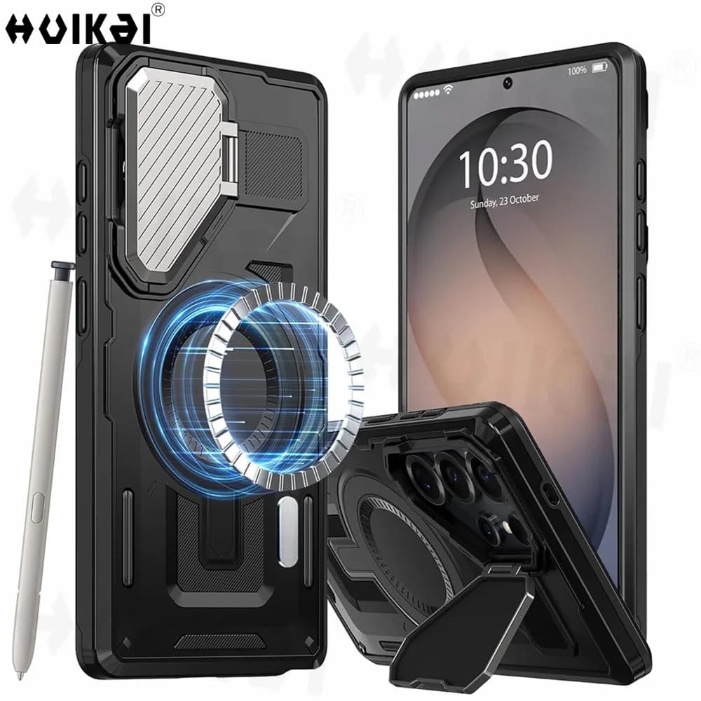Custodia con supporto per Samsung Galaxy S26 Ultra, Samsung S26 Plus, S26, con supporto magnetico MagSafe girevole e protezione per telefono