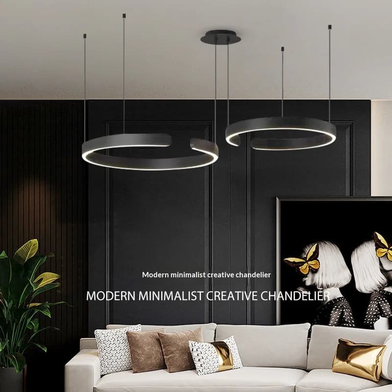 Modern C-Ring Pendant Light for Living Room Hotel Cafe, Minimalist Chandelier for Dining Room, Mix & Match Versatile Decor
