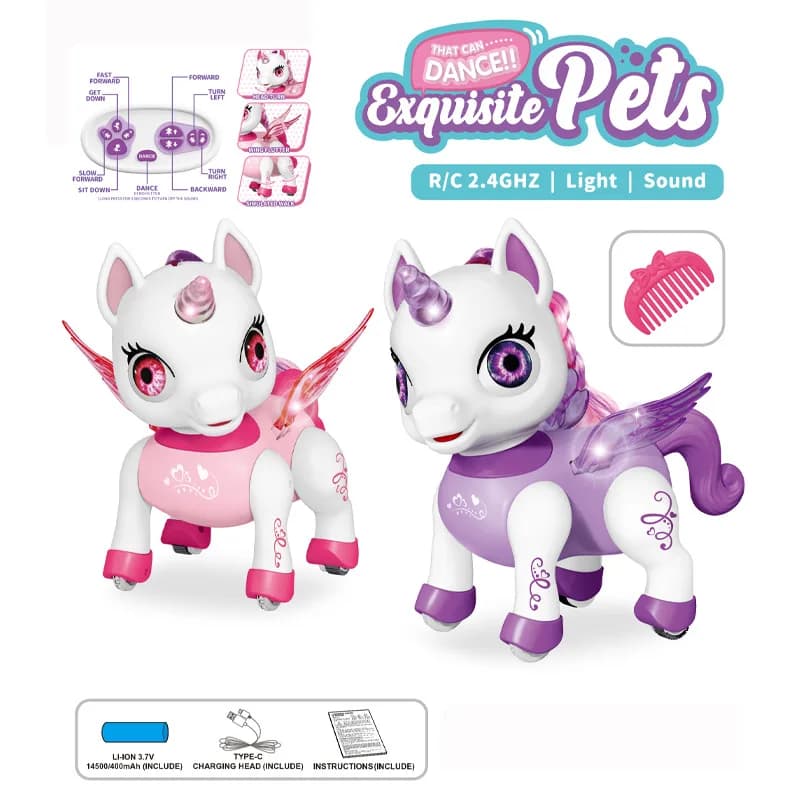 RC Unicorn Smart Animal Dancing Robot Toys Kitty Cute Animal Intelligent Induction Electric Model Pet Educational Toys for child