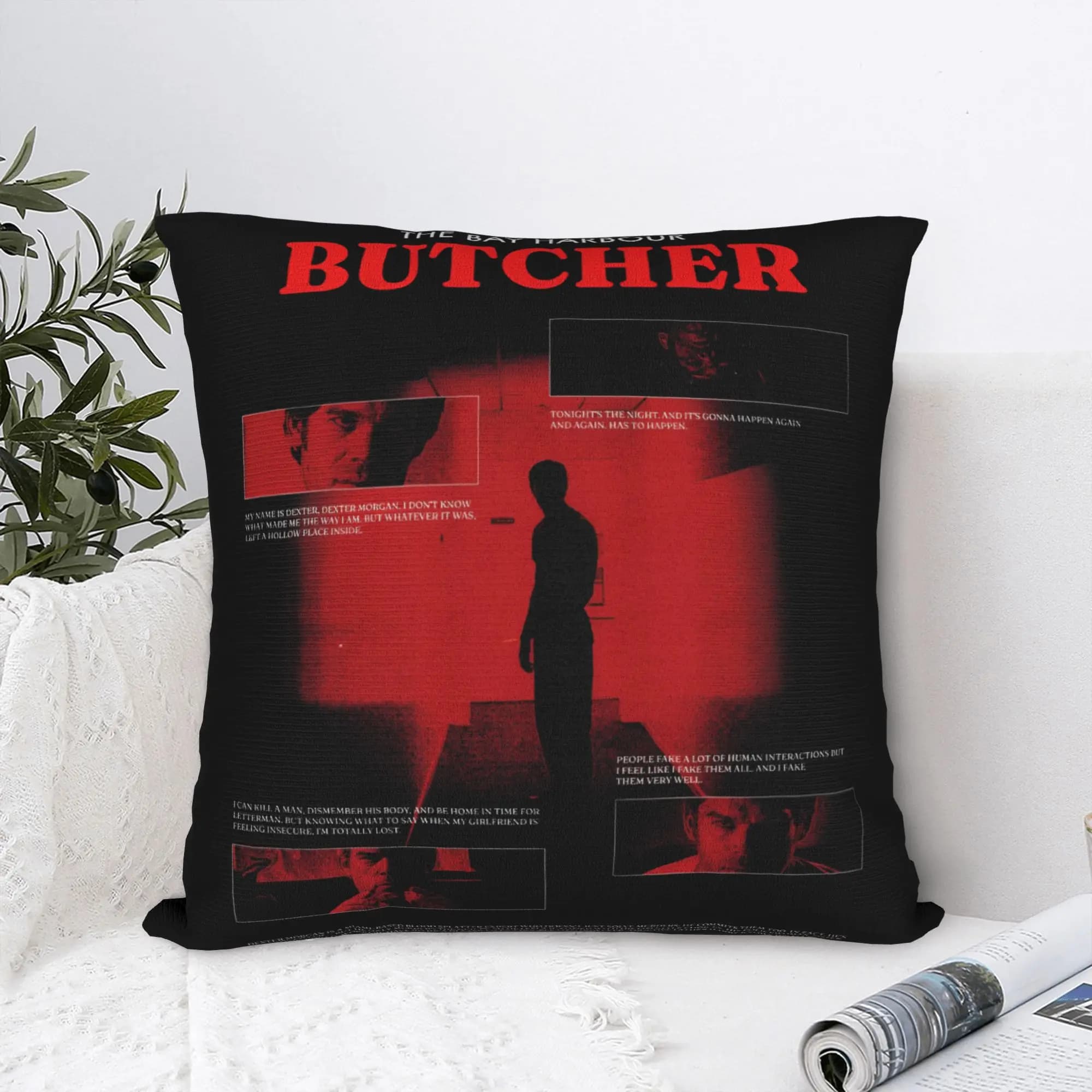 Stampa Dexter Morgan TV Show Federa Fodera per cuscino Decorazione Sangue Non bugie Federa per cuscino Copriletto con cerniera 45X45 cm