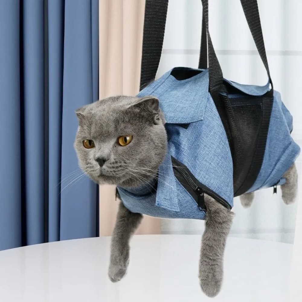 Borsa Trasportino Morbida Pieghevole in Rete Traspirante per Gatti, Zaino Antigraffio Confortevole per Animali Domestici, Ideale per Visite Veterinarie